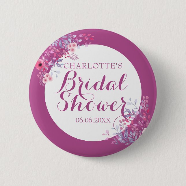 Pink Meadow Floral Bridal Shower 6 Cm Round Badge (Front)