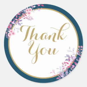 Pink Meadow Floral Bridal Shower Thank You Classic Round Sticker