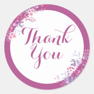Pink Meadow Floral Bridal Shower Thank You Classic Round Sticker