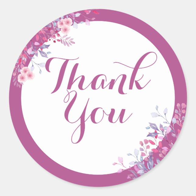 Pink Meadow Floral Bridal Shower Thank You Classic Round Sticker (Front)