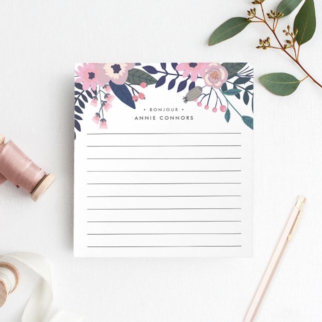 Pink Meadow | Floral Personalised Lined Notepad (Creator Uploaded)