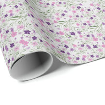 Pink Meadow Flowers Wedding Wrapping Paper
