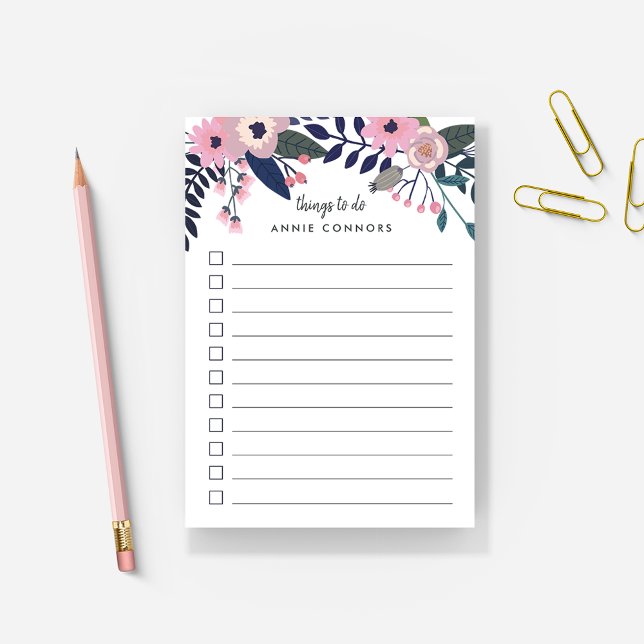 Pink Meadow | Personalised Floral To Do List Post-it Notes (Creator Uploaded)