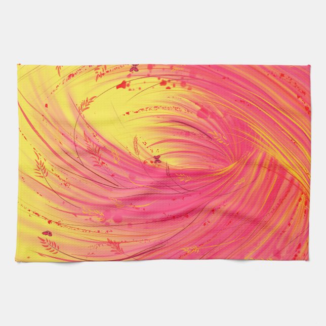 Pink Meadow Tea Towel (Horizontal)