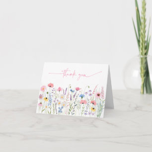 Pink Meadow Wildflowers Baby Shower Thank You