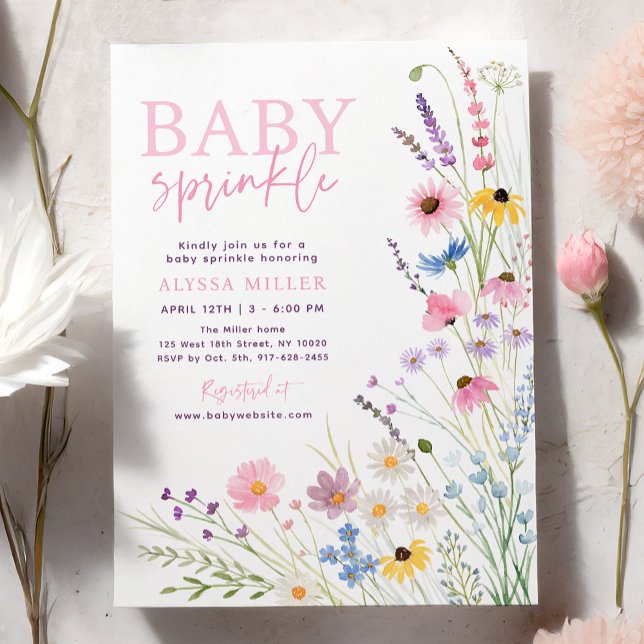 Pink Meadow Wildflowers Baby Sprinkle Invitation (Creator Uploaded)
