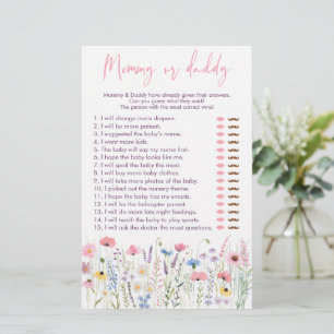Pink Meadow Wildflowers Mummy or Daddy Shower Game