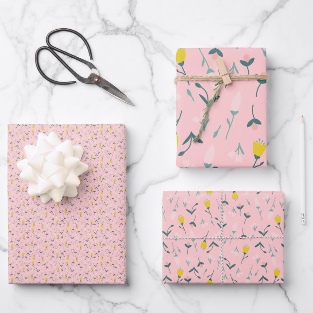 Pink Meadow Wrapping Paper Sheet (Front)