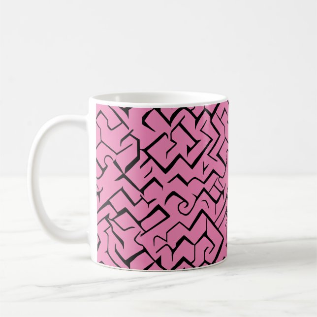 Pink Meander Repeating Pattern | Modern Maze Coffee Mug (Left)