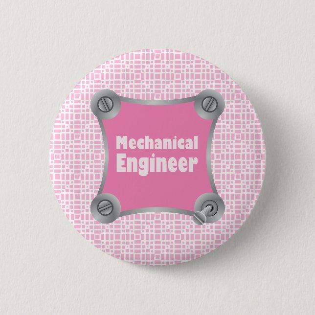 Pink Mechanical Engineer 6 Cm Round Badge (Front)