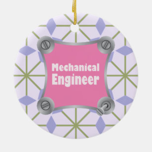 Pink Mechanical Engineer Ceramic Tree Decoration