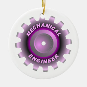 Pink Mechanical Engineer Gear Ceramic Tree Decoration