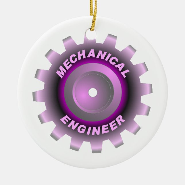 Pink Mechanical Engineer Gear Ceramic Tree Decoration (Front)