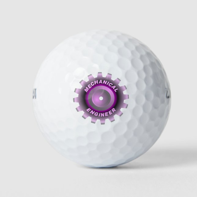 Pink Mechanical Engineer Gear Golf Balls (Front)