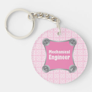 Pink Mechanical Engineer Key Ring