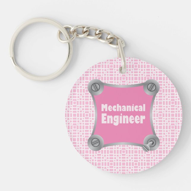 Pink Mechanical Engineer Key Ring (Front)