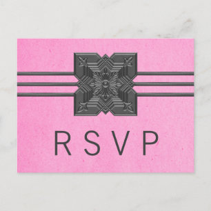 Pink Medallion Border RSVP Postcard