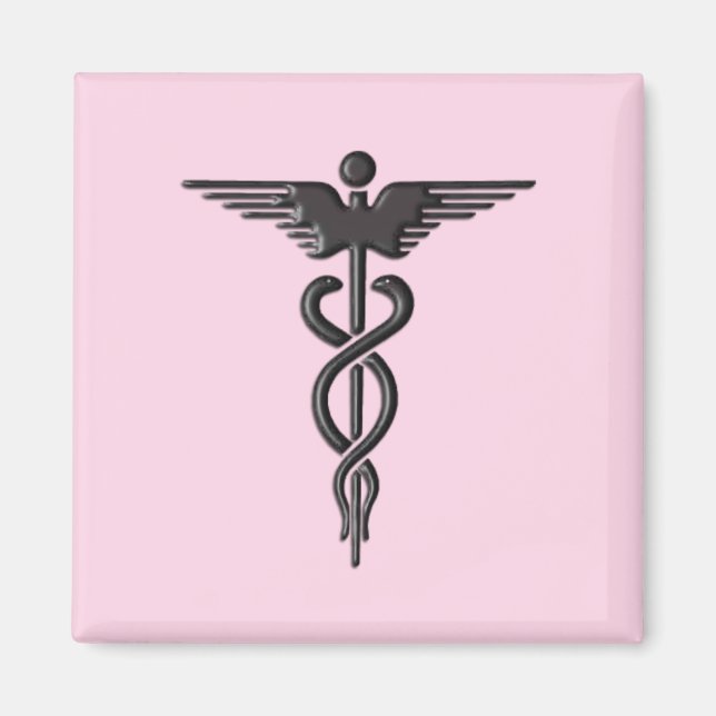 Pink Medical Caduceus Magnet (Front)