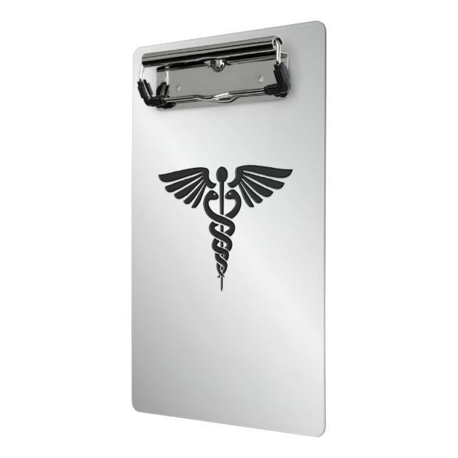 Pink Medical Caduceus Mini Clipboard (Angled2)