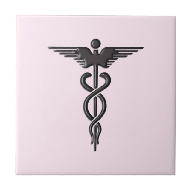 Pink Medical Caduceus Tile (Front)