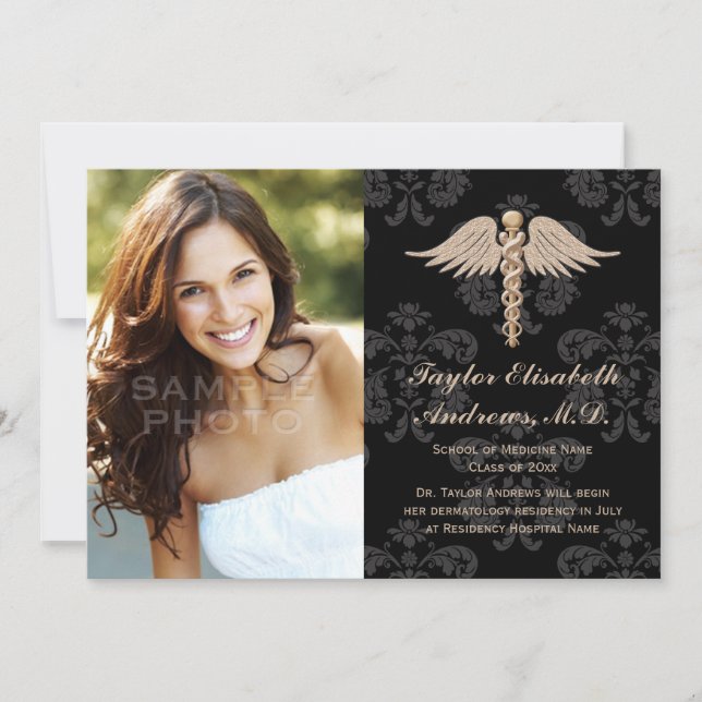 Pink Medical School Graduation Announcement (Front)