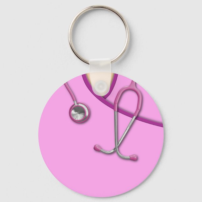 Pink Medical Scrubs Key Ring (Front)