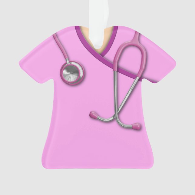 Pink Medical Scrubs Ornament (Front)