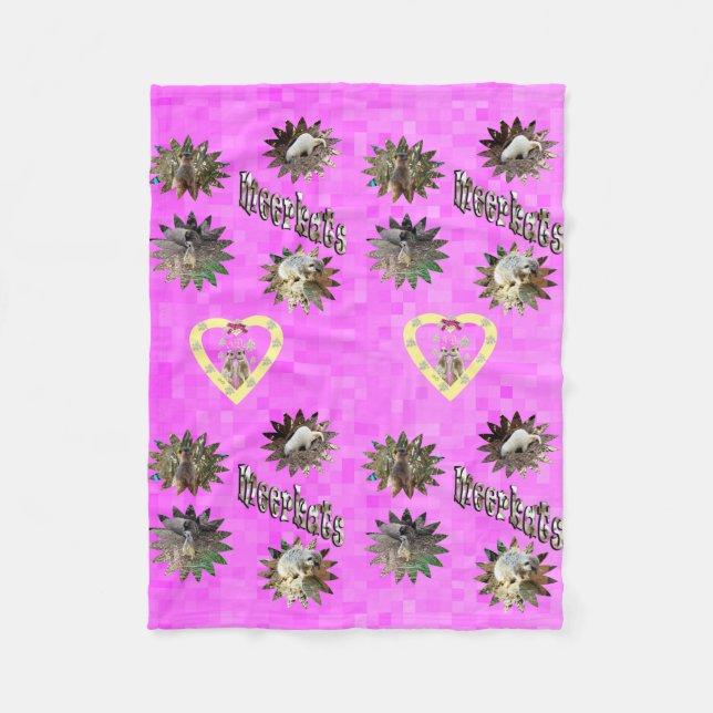 Pink Meerkat Stars Design, Small Fleece Blanket (Front)