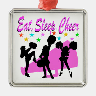 PINK MEGAPHONE CHEERLEADING DESIGN METAL TREE DECORATION