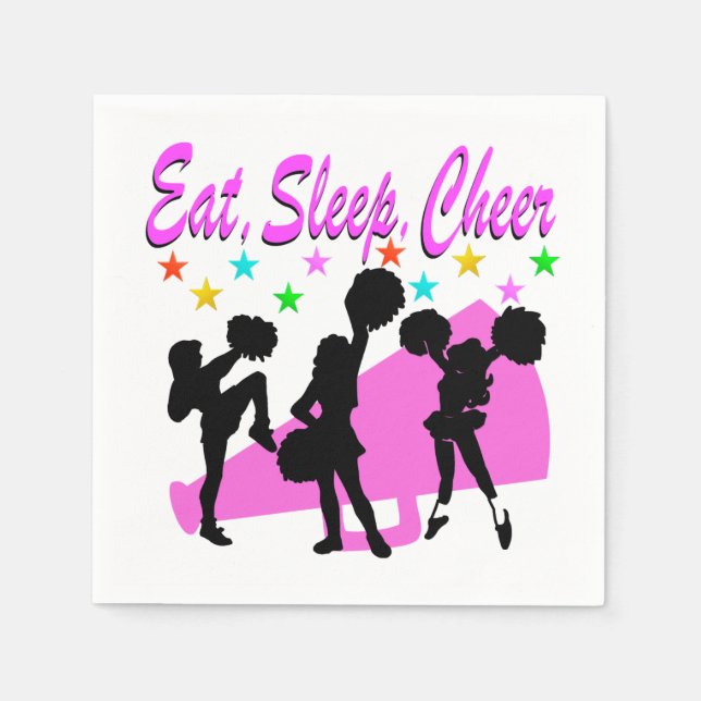 PINK MEGAPHONE CHEERLEADING DESIGN NAPKIN (Front)