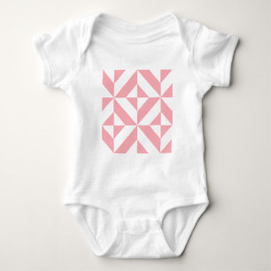 Pink Melon Geometric Deco Cube Pattern Baby Bodysuit
