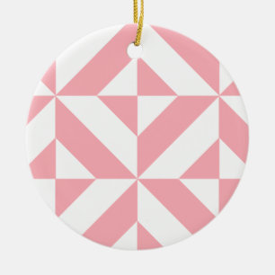 Pink Melon Geometric Deco Cube Pattern Ceramic Tree Decoration
