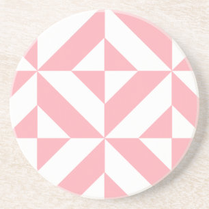 Pink Melon Geometric Deco Cube Pattern Coaster