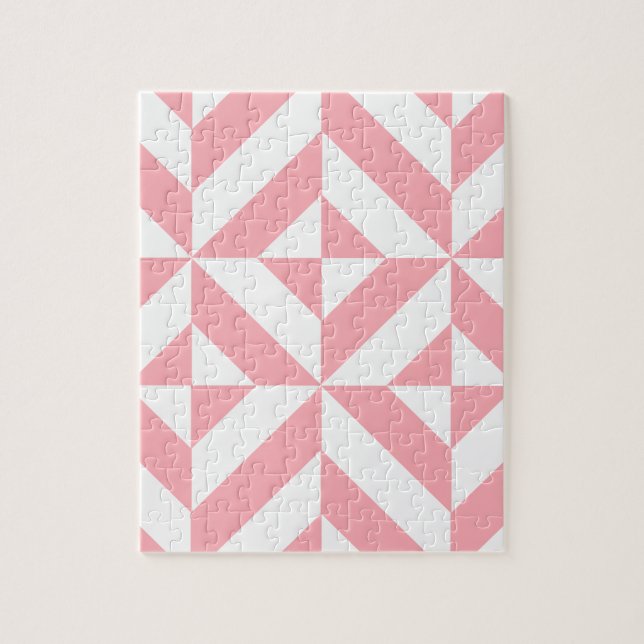 Pink Melon Geometric Deco Cube Pattern Jigsaw Puzzle (Vertical)