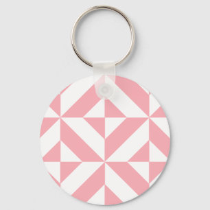 Pink Melon Geometric Deco Cube Pattern Key Ring