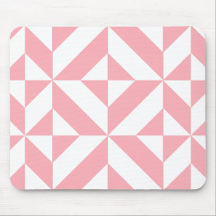 Pink Melon Geometric Deco Cube Pattern Mouse Mat