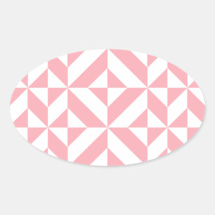 Pink Melon Geometric Deco Cube Pattern Oval Sticker