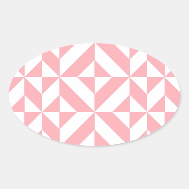 Pink Melon Geometric Deco Cube Pattern Oval Sticker (Front)
