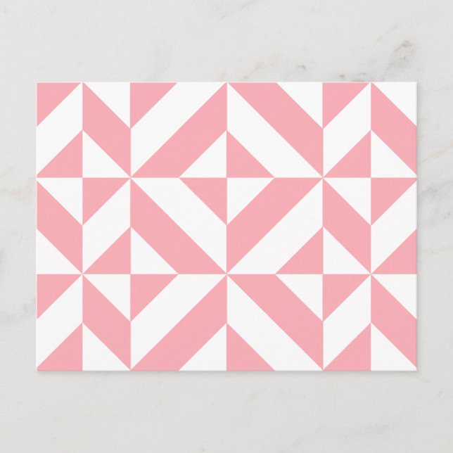 Pink Melon Geometric Deco Cube Pattern Postcard (Front)