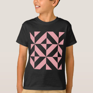 Pink Melon Geometric Deco Cube Pattern T-Shirt