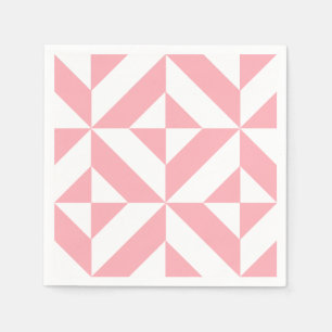 Pink Melon Geometric Deco Pattern Napkin