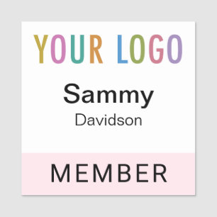 Pink Member Badge Company Logo Pin or Magnetic