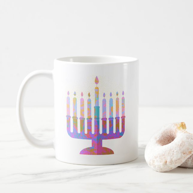 Pink Menorah Coffee Mug (With Donut)