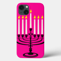 pink menorah hanukkah purim jewish print