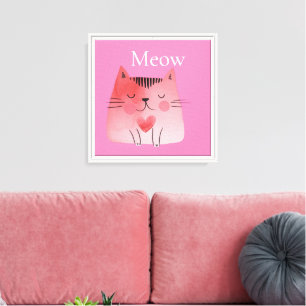 Pink Meow Cat Canvas Print