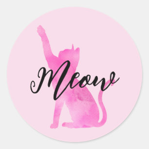 Pink Meow Kitty Cat  Classic Round Sticker