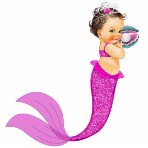 Pink Mermaid Baby Girl Standing Photo Sculpture