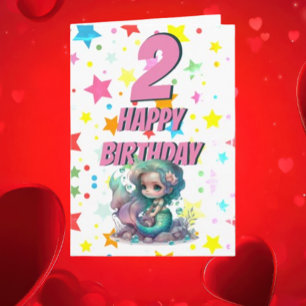 Pink Mermaid Brthday Card