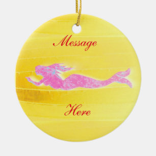 pink mermaid customised ceramic tree decoration