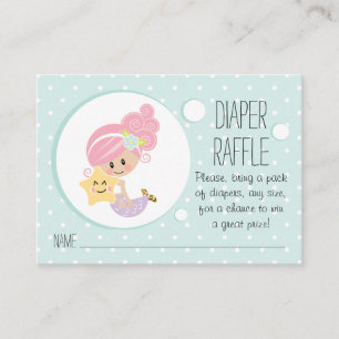 Pink Mermaid Diaper Raffle Tickets Light Skin Enclosure Card